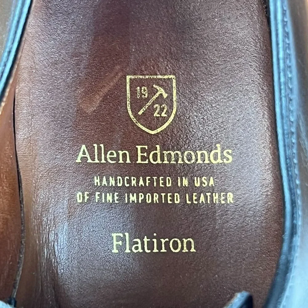 Mens Allen Edmonds Flatiron Black Leather‎ Brogue Oxford Dress Shoes Size 8.5 D